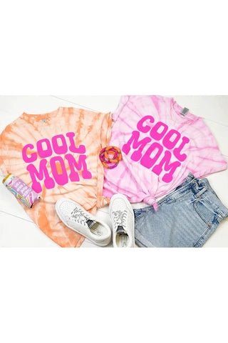 PREORDER: Cool Mom Graphic Shirt in Peach Tie Dye-[option4]-[option5]-[option6]-[option7]-[option8]-Womens-Clothing-Shop