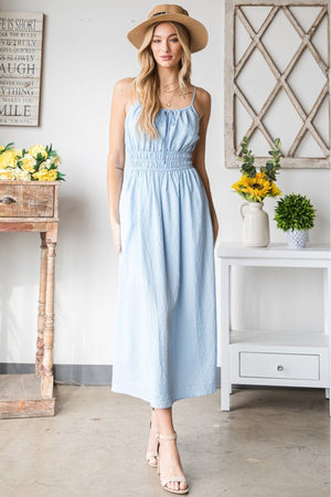 French Riviera Textured Woven Sleeveless Dress-Pastel Blue-S-[option4]-[option5]-[option6]-[option7]-[option8]-Womens-Clothing-Shop