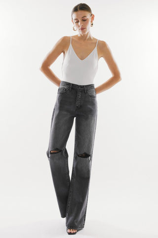 Kancan High Waist Distressed Knee Jeans-[option4]-[option5]-[option6]-[option7]-[option8]-Womens-Clothing-Shop