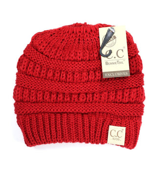 Kids Solid Classic CC Beanie Tail-Red-[option4]-[option5]-[option6]-[option7]-[option8]-Womens-Clothing-Shop