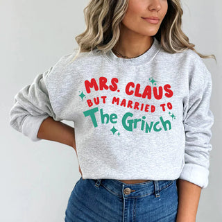 PREORDER: Mrs. Claus But Married to the Grinch Sweatshirt-[option4]-[option5]-[option6]-[option7]-[option8]-Womens-Clothing-Shop