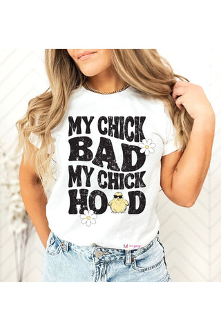 PREORDER: My Chick Bad Graphic Shirt in White-[option4]-[option5]-[option6]-[option7]-[option8]-Womens-Clothing-Shop