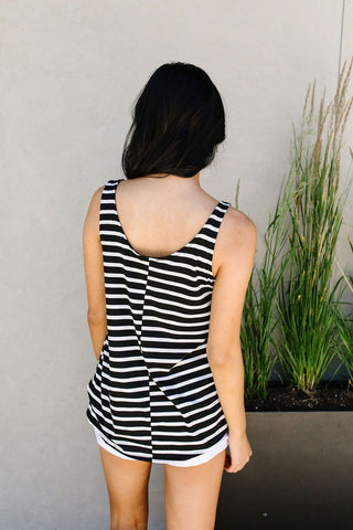 Stripe On All Summer Long Tank In Black-[option4]-[option5]-[option6]-[option7]-[option8]-Womens-Clothing-Shop