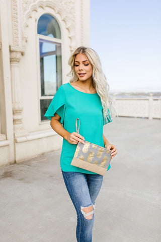 Tulip Sleeve Blouse In Kelly Green-[option4]-[option5]-[option6]-[option7]-[option8]-Womens-Clothing-Shop