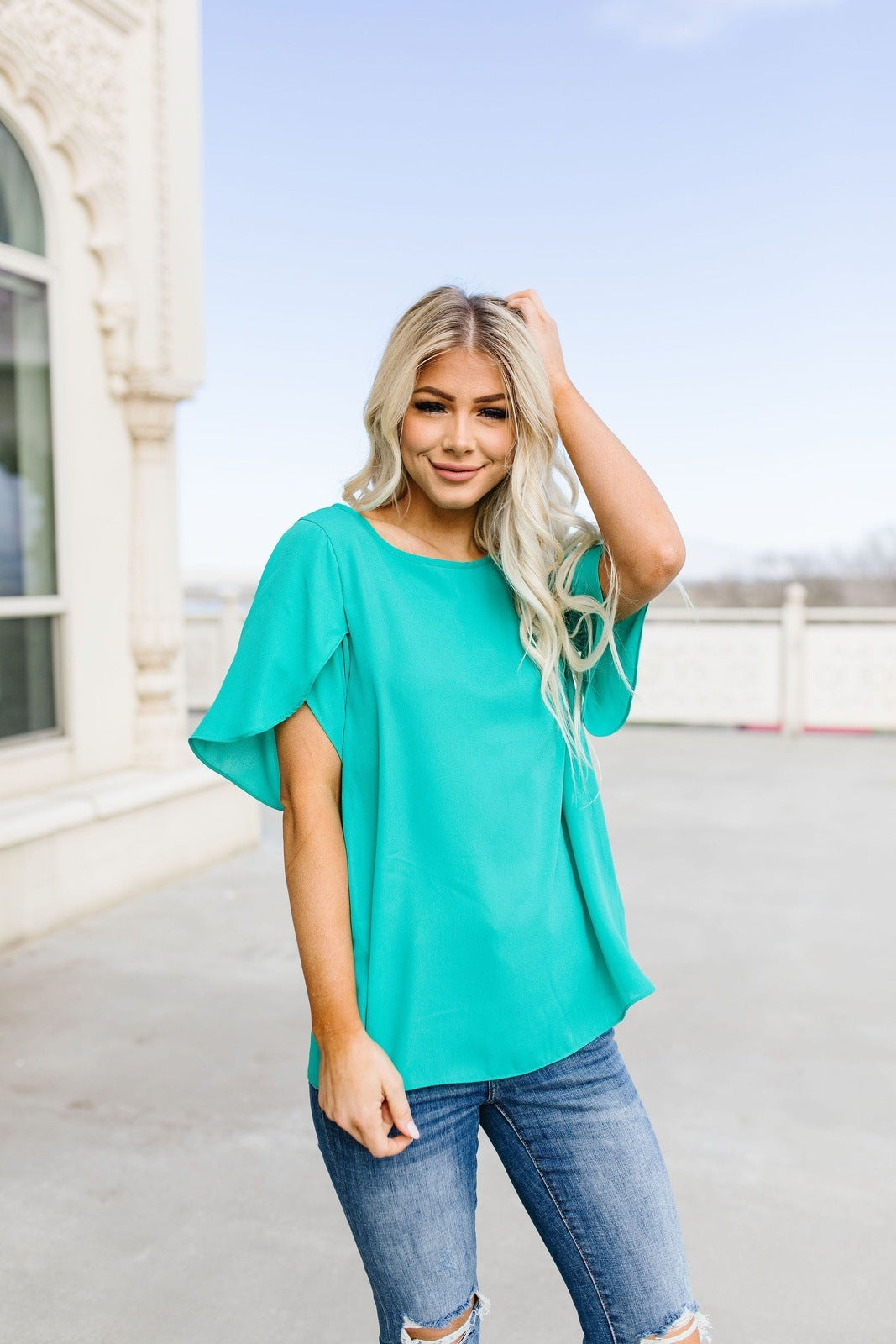 Tulip Sleeve Blouse In Kelly Green – Payton & Piper Boutique