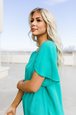 Tulip Sleeve Blouse In Kelly Green-[option4]-[option5]-[option6]-[option7]-[option8]-Womens-Clothing-Shop